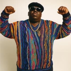COOGI Vintage 90s Crosby Casino Biggie Sweater Multicolor V-Neck Sz XL {85}